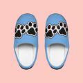 Blue Paw Print Women's Indoor Slippers — Cozy Pet Lover House Shoes