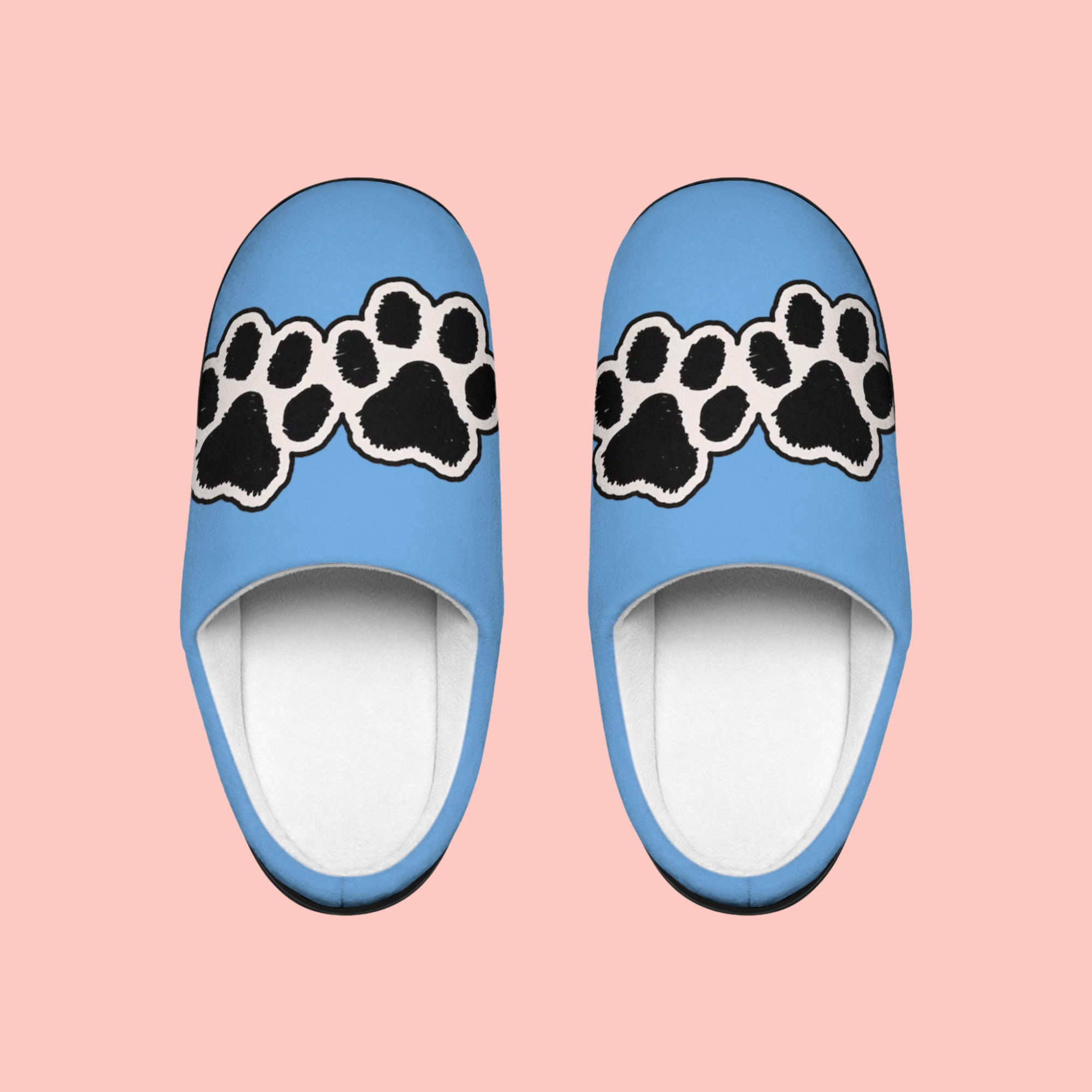 Blue Paw Print Women's Indoor Slippers — Cozy Pet Lover House Shoes