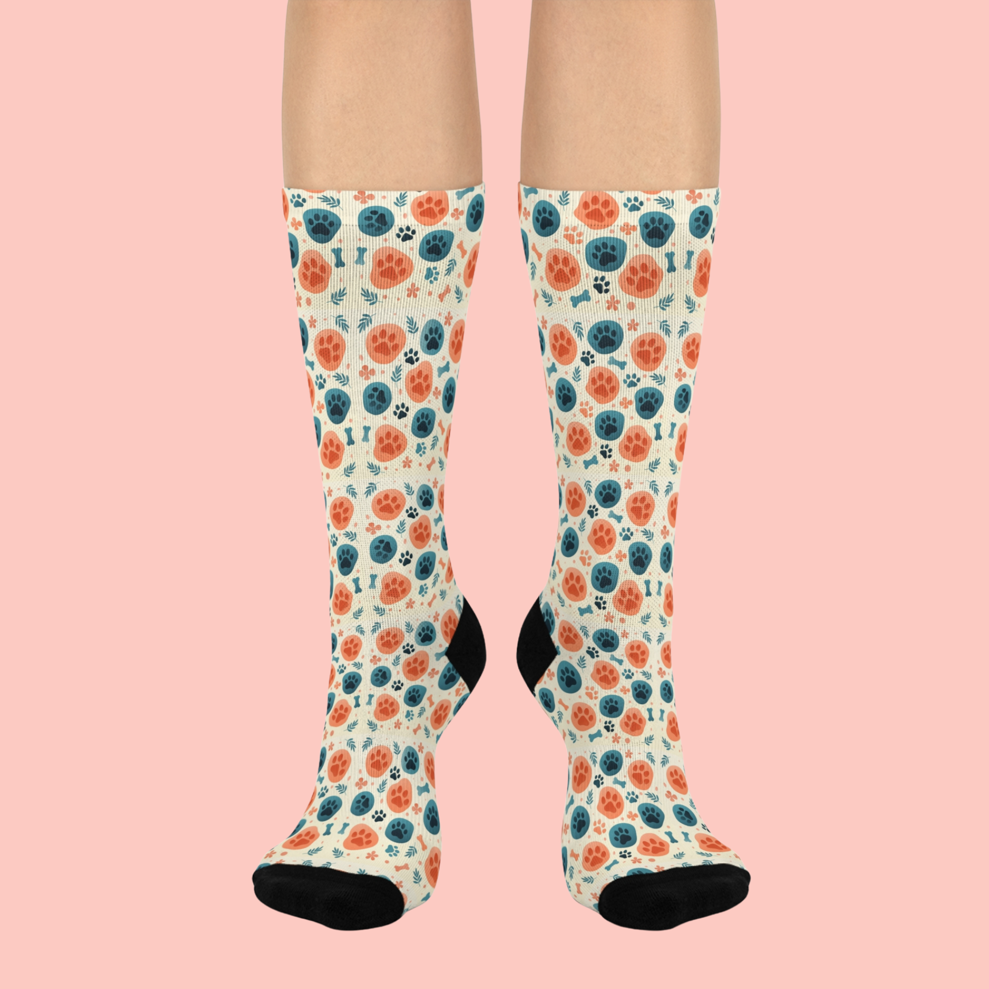 Vintage Floral Crew Socks — Cushioned Comfort Patterned Socks