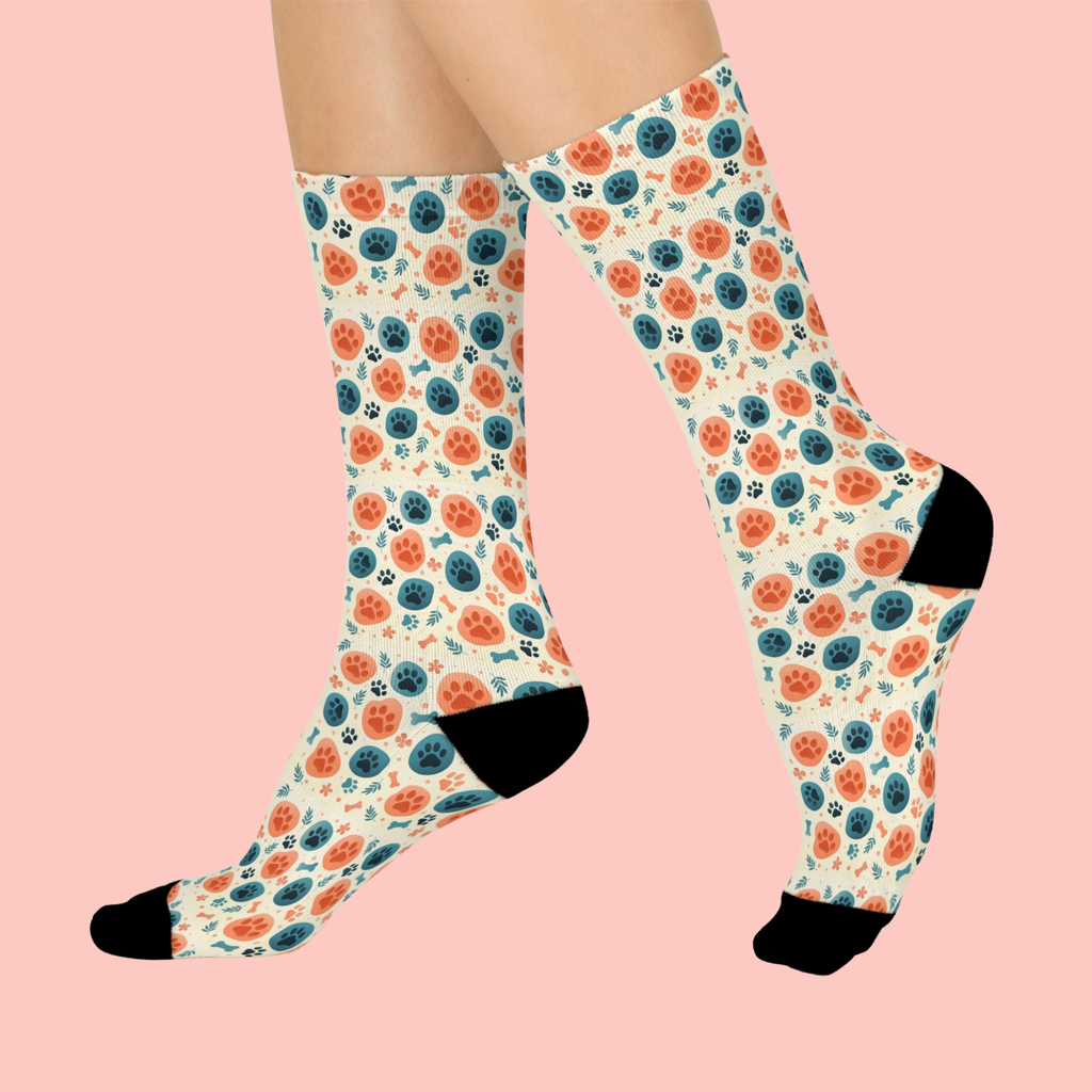 Vintage Floral Crew Socks — Cushioned Comfort Patterned Socks