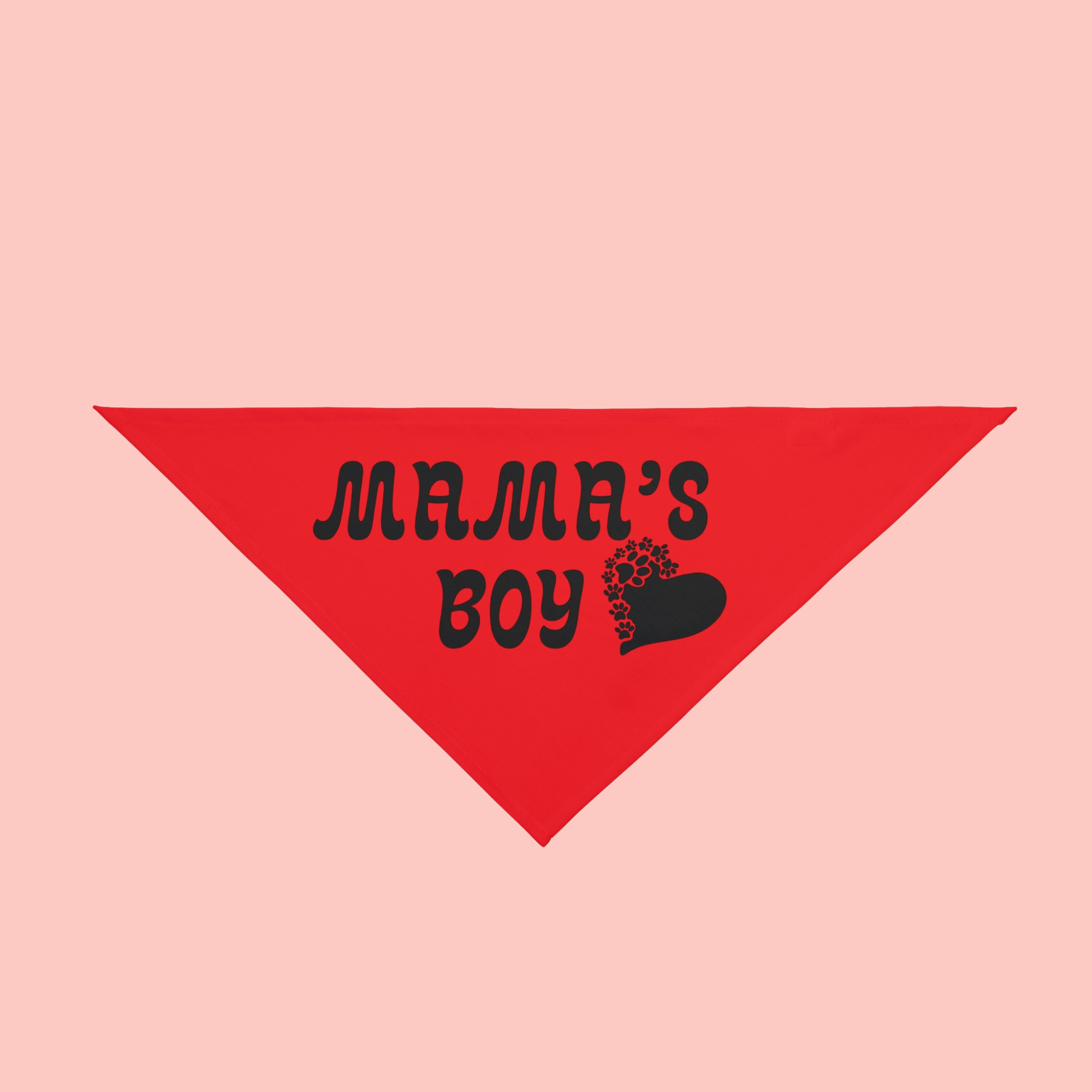 Mama's Boy Pet Bandana — Red Dog & Cat Bandana with Paw Heart Design