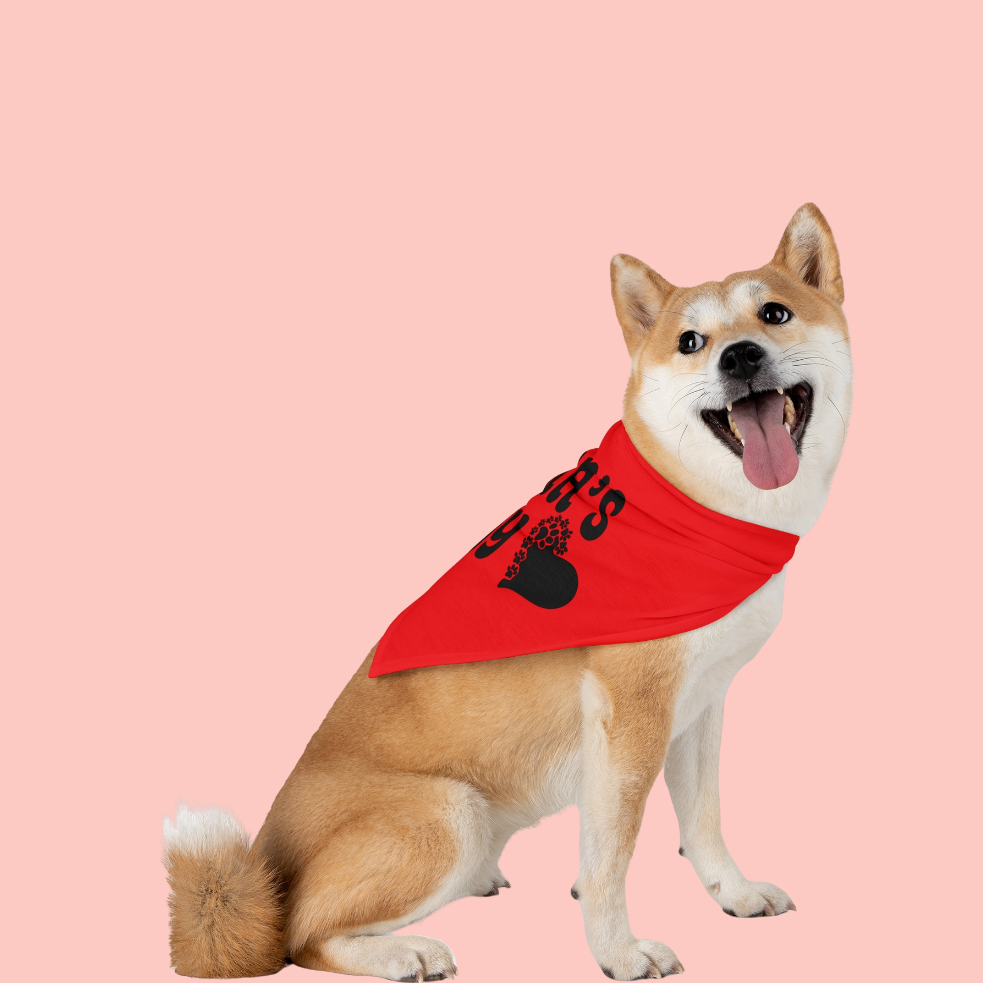 Mama's Boy Pet Bandana — Red Dog & Cat Bandana with Paw Heart Design