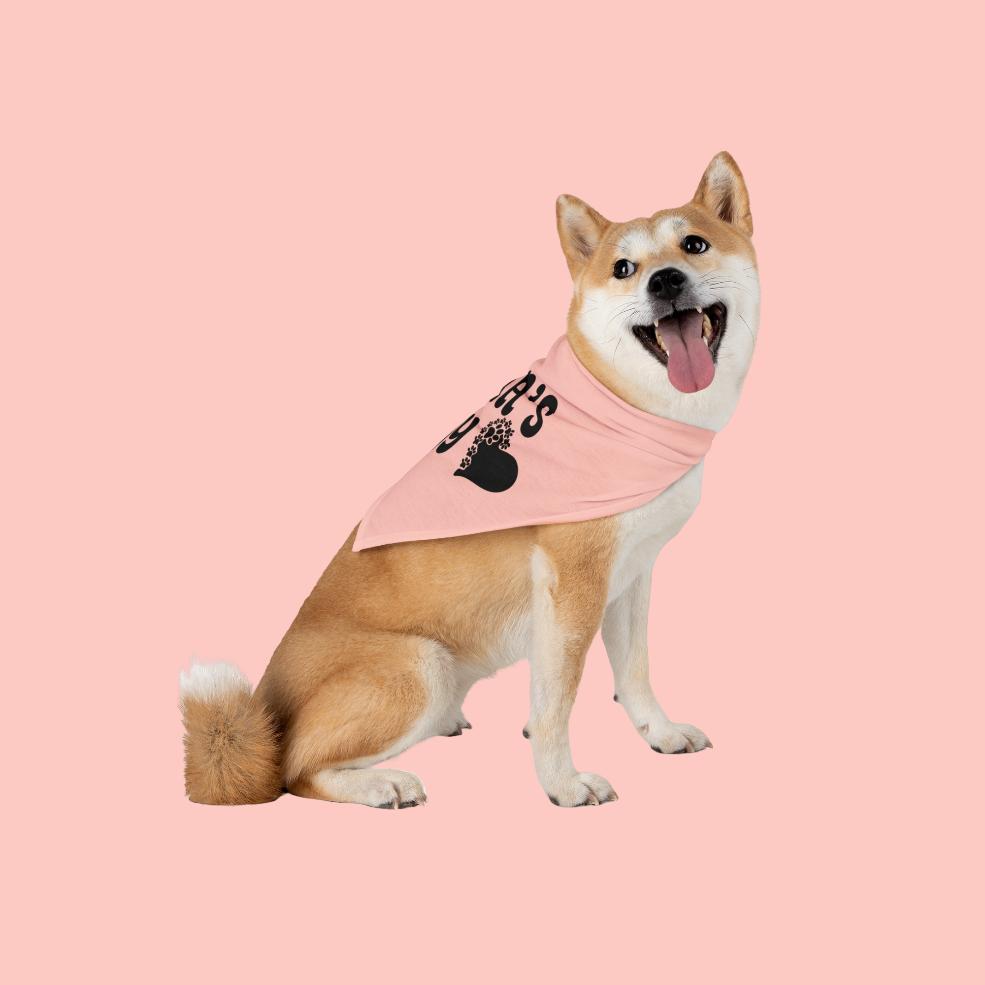 Mama's Boy Pet Bandana – Cute Pink Dog/Cat Bandana with Heart Paw Graphic