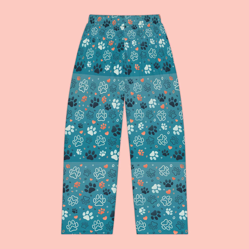 Women's Pajama Pants - Teal Paw Print All-Over-Print Lounge Pajamas