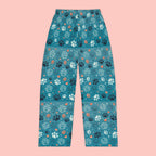 Women's Pajama Pants - Teal Paw Print All-Over-Print Lounge Pajamas