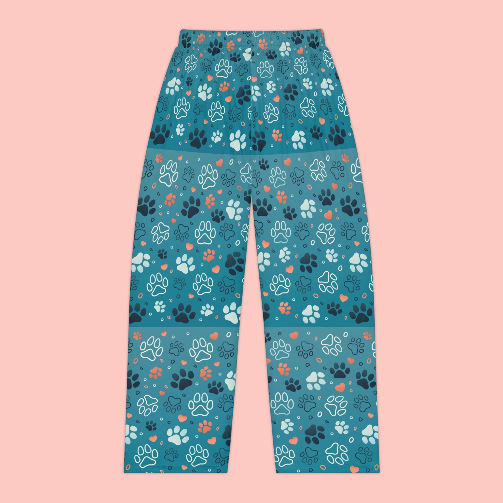 Women's Pajama Pants - Teal Paw Print All-Over-Print Lounge Pajamas
