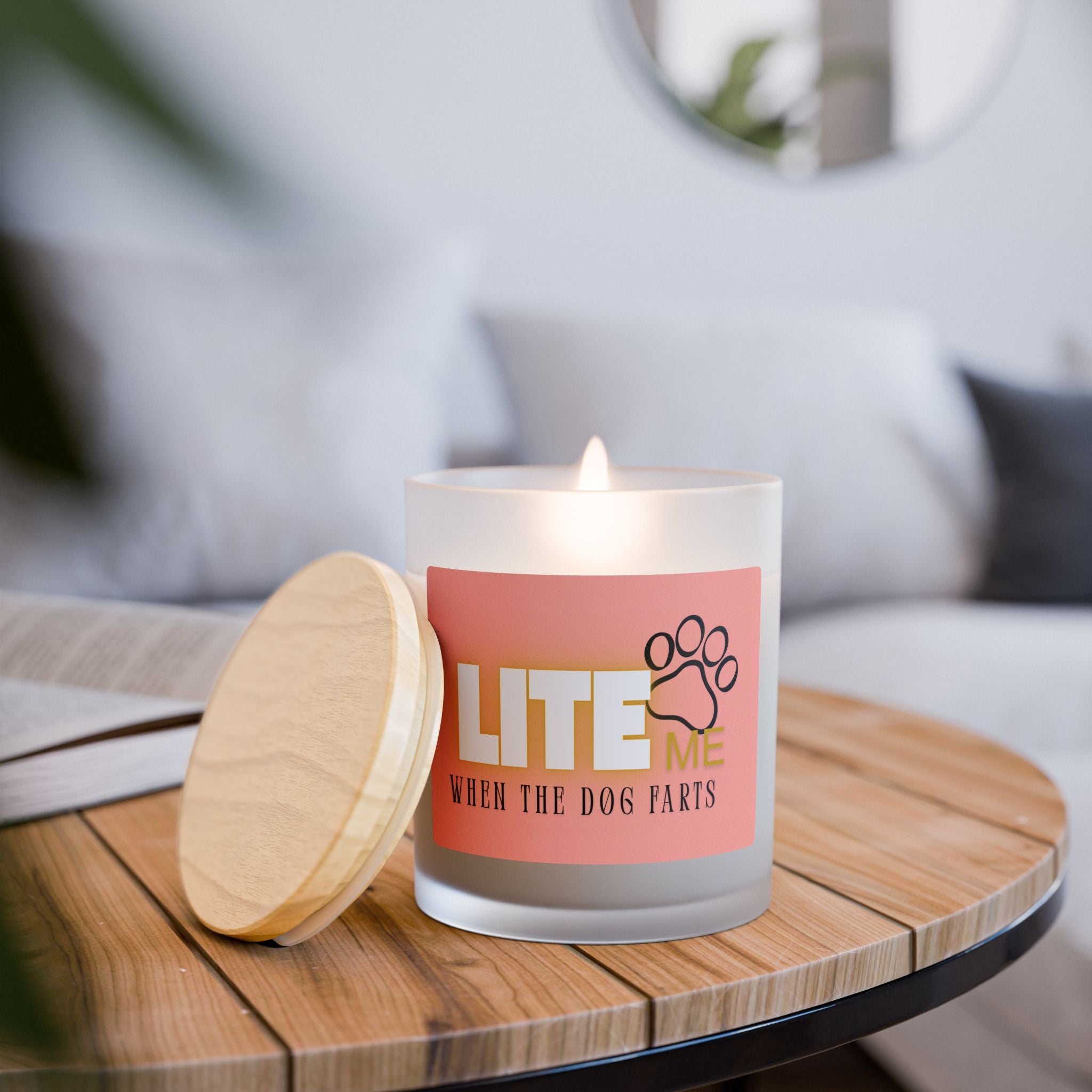 Frosted Glass Candle — "Lite Me When the Dog Farts" Scented Candle, 11oz Gift for Dog Lovers