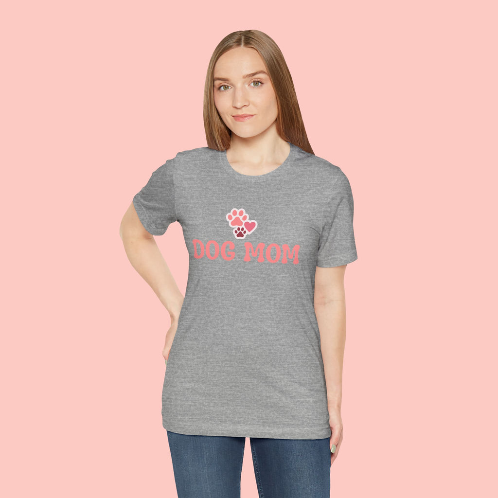 Dog Mom T-Shirt — Pink Paw Graphic Tee for Dog Lovers