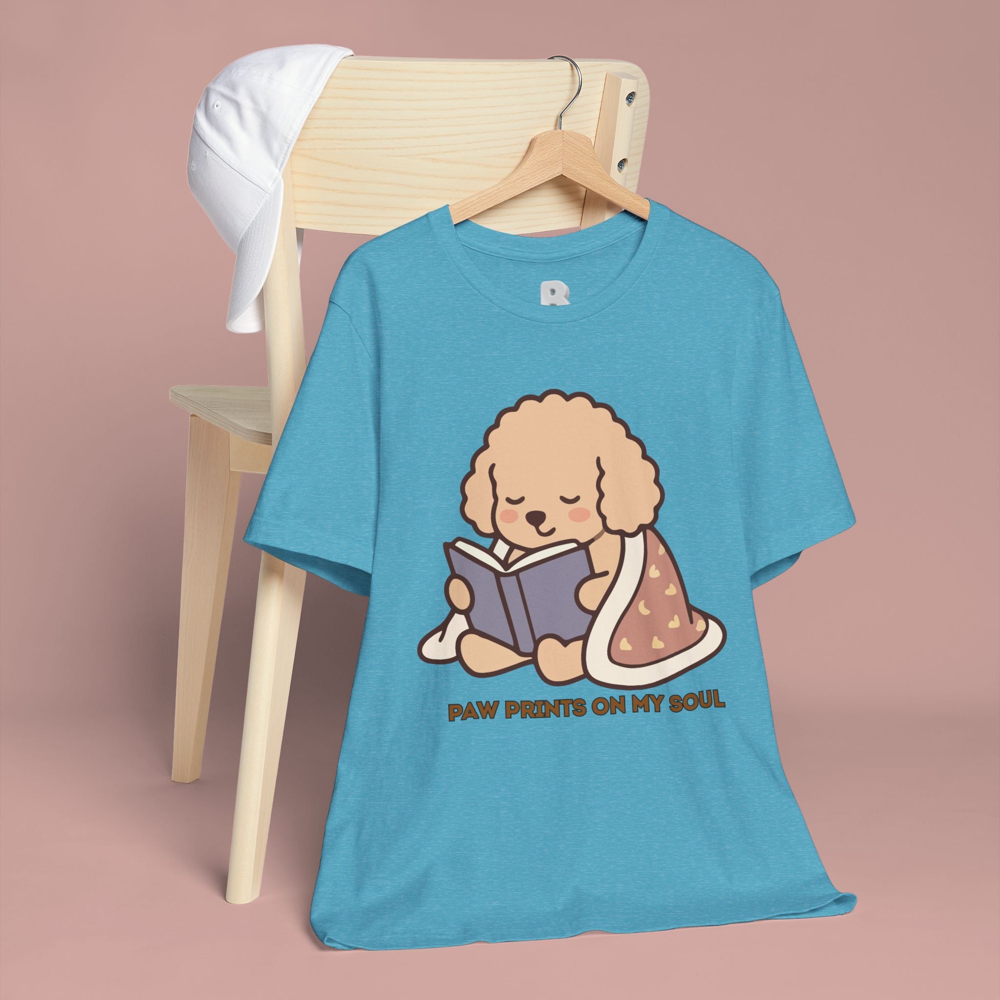 Paw Prints On My Soul T‑Shirt — Cute Reading Puppy Graphic Tee