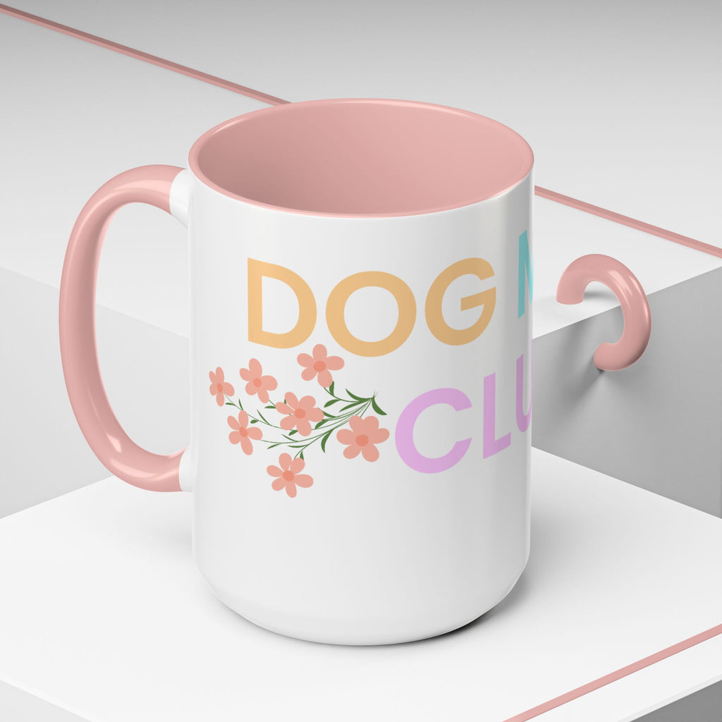 Dog Mom Club Accent Coffee Mug – Colorful Paw Print 11/15oz