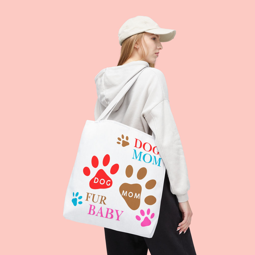 Dog Mom Tote Bag – "Fur Baby" Paw Print AOP Tote