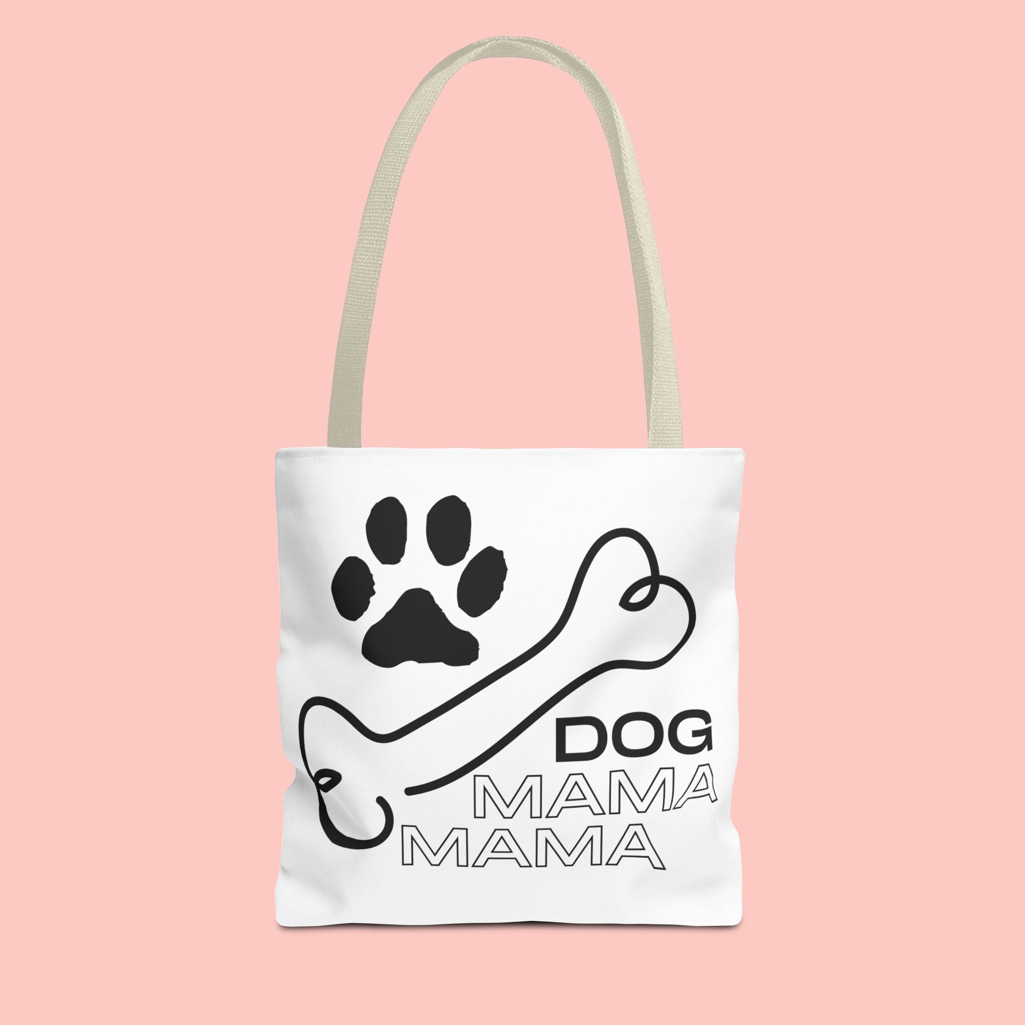 Dog Mama Tote Bag — Paw Print & Bone Graphic Canvas Shopper