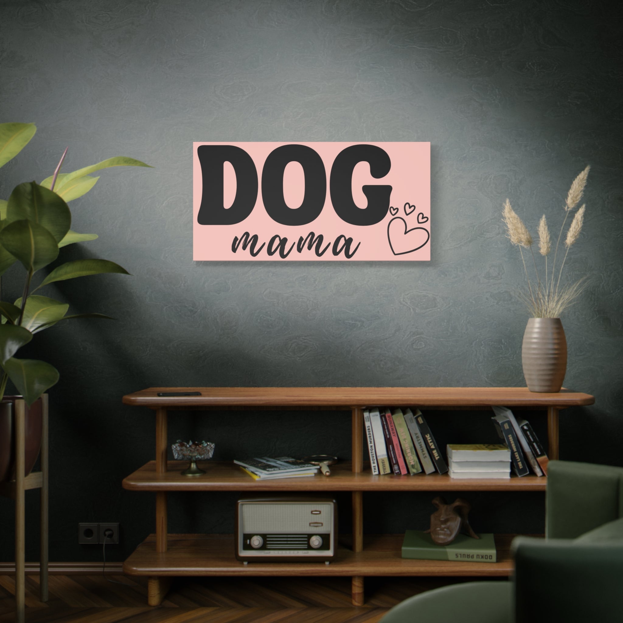 Dog Mama Pink Canvas Wall Art — Heart Pet Mom Decor