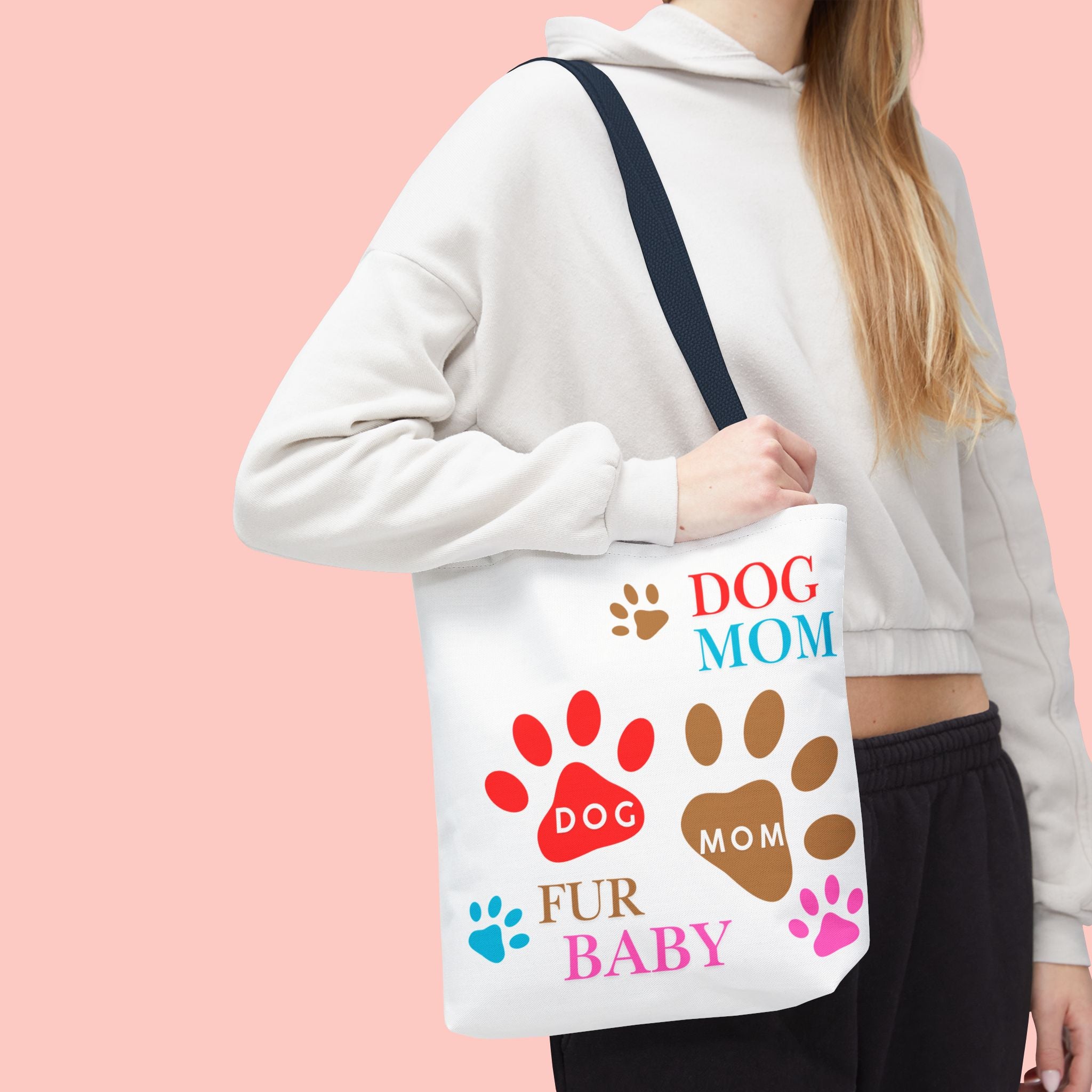Dog Mom Tote Bag – "Fur Baby" Paw Print AOP Tote