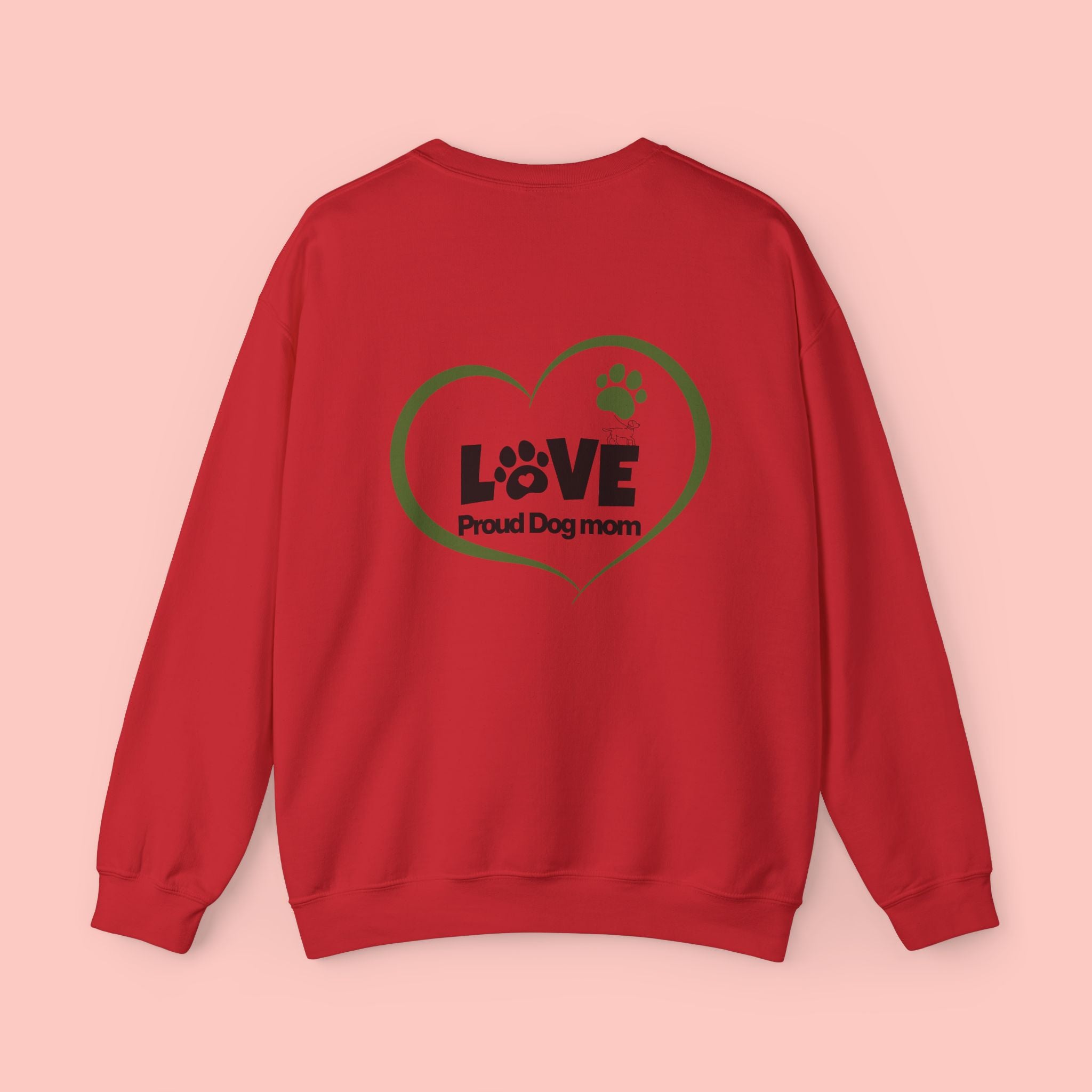 Dog Mom Sweatshirt – "LOVE" Paw Heart Crewneck