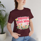 Proud Dog Mom Tee – Floral Retro Heart Design