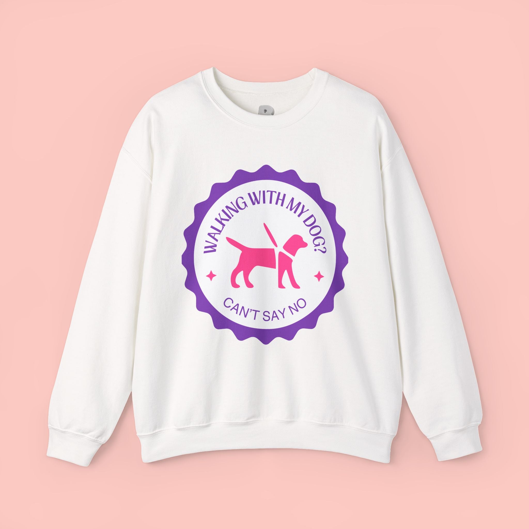 Dog Walking Sweatshirt — "Walking With My Dog Can't Say No" Graphic Crewneck