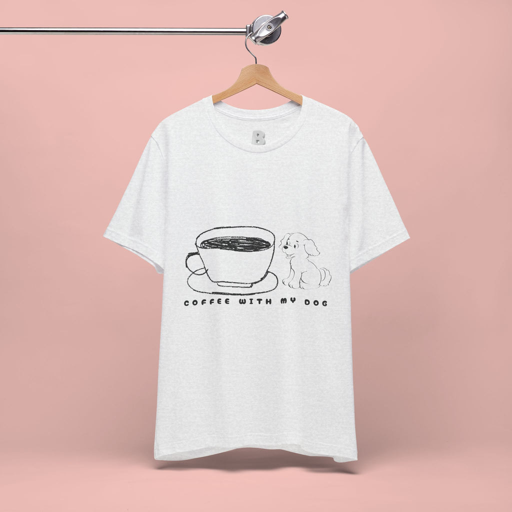 Coffee With My Dog T‑Shirt — Cute Minimalist Dog & Coffee Tee