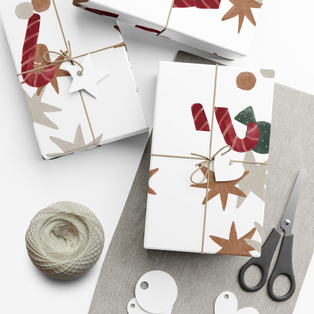 Holiday Candy Cane Gift Wrap Paper