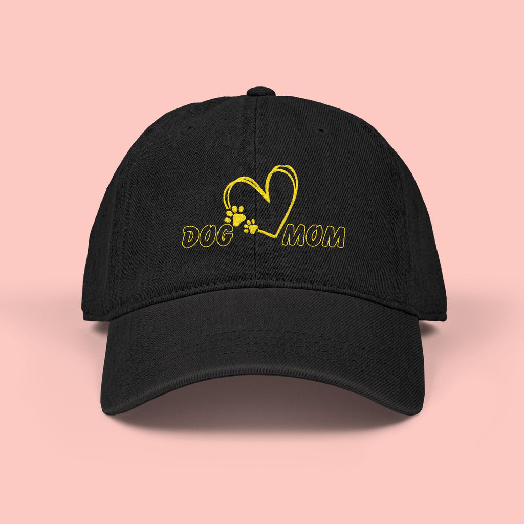 Dog Mom Embroidered Denim Hat — Heart & Paw Cap