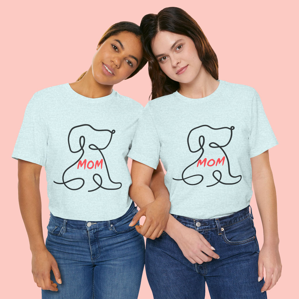 Mom Dog T-Shirt — Minimal Line Art Puppy Tee for Dog Moms, Mother's Day Gift