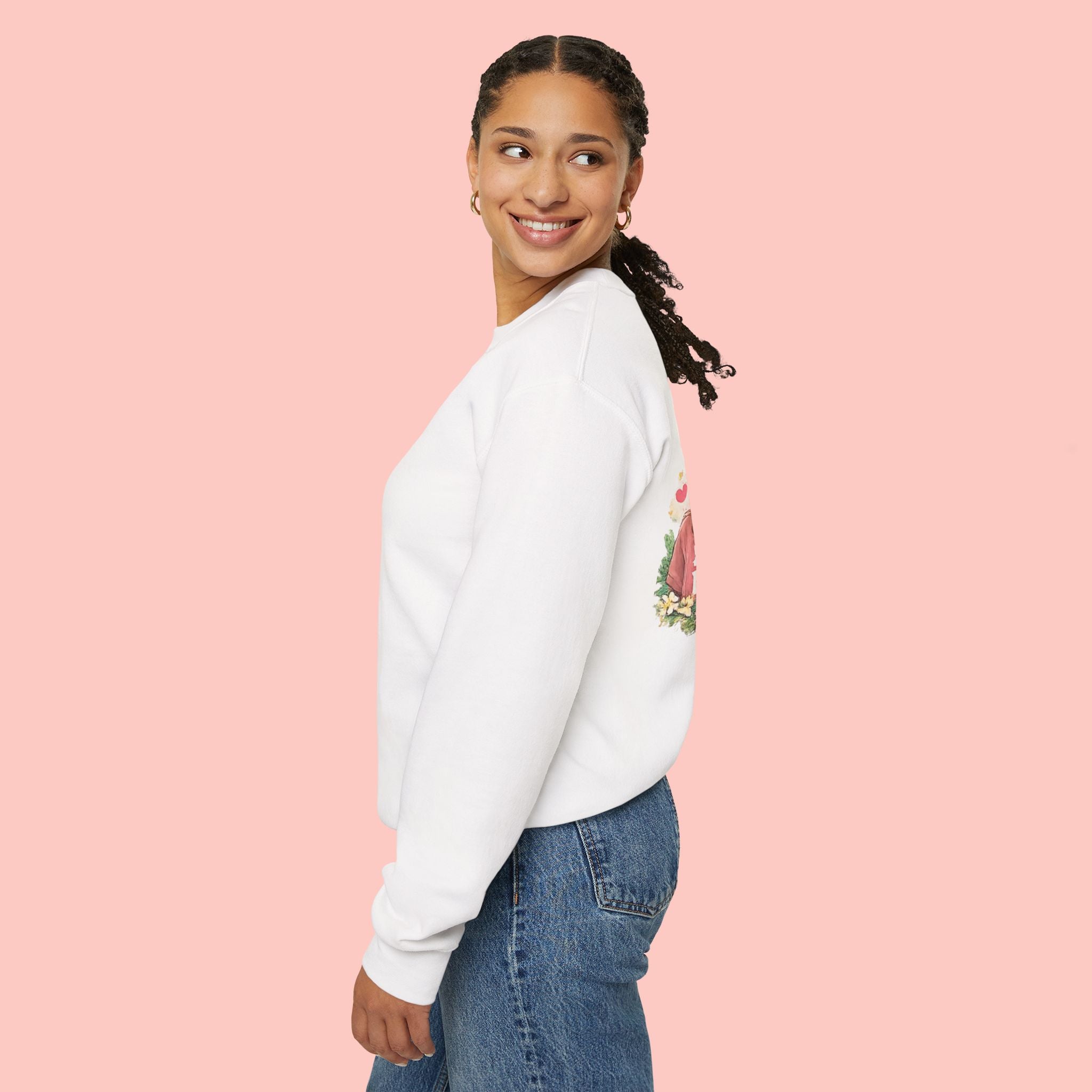 Dog Mom Crewneck Sweatshirt – Cute Floral Paw Print Back Graphic