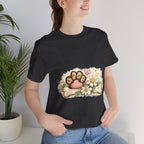 Dog Paw Floral T-Shirt — Cute Paw Print, Bone & Daisies Tee