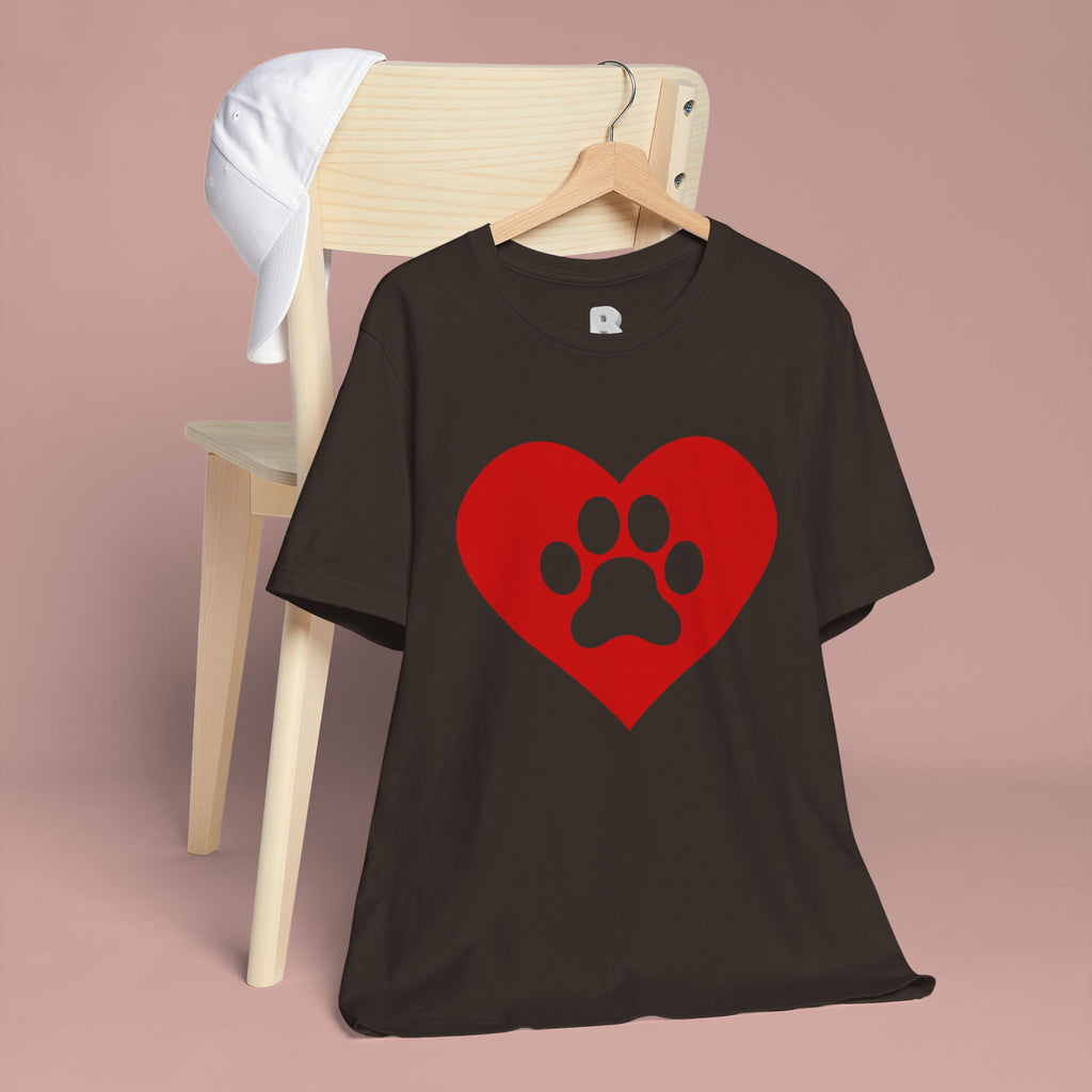 Pet Lover T-Shirt — Red Heart Paw Print Tee