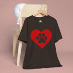 Pet Lover T-Shirt — Red Heart Paw Print Tee