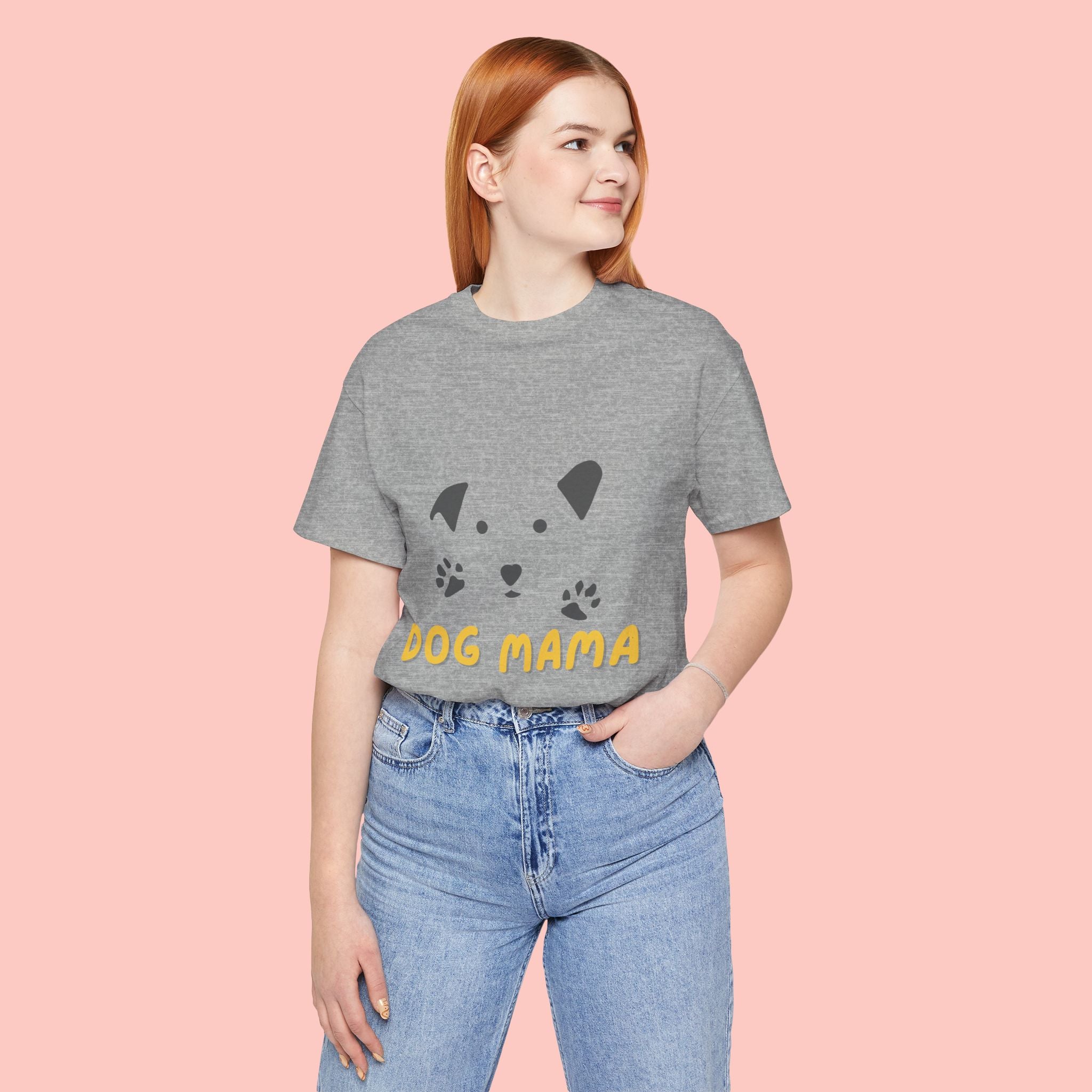 Dog Mama Graphic Tee — Cute Paw Print Dog Face T-Shirt for Dog Lovers