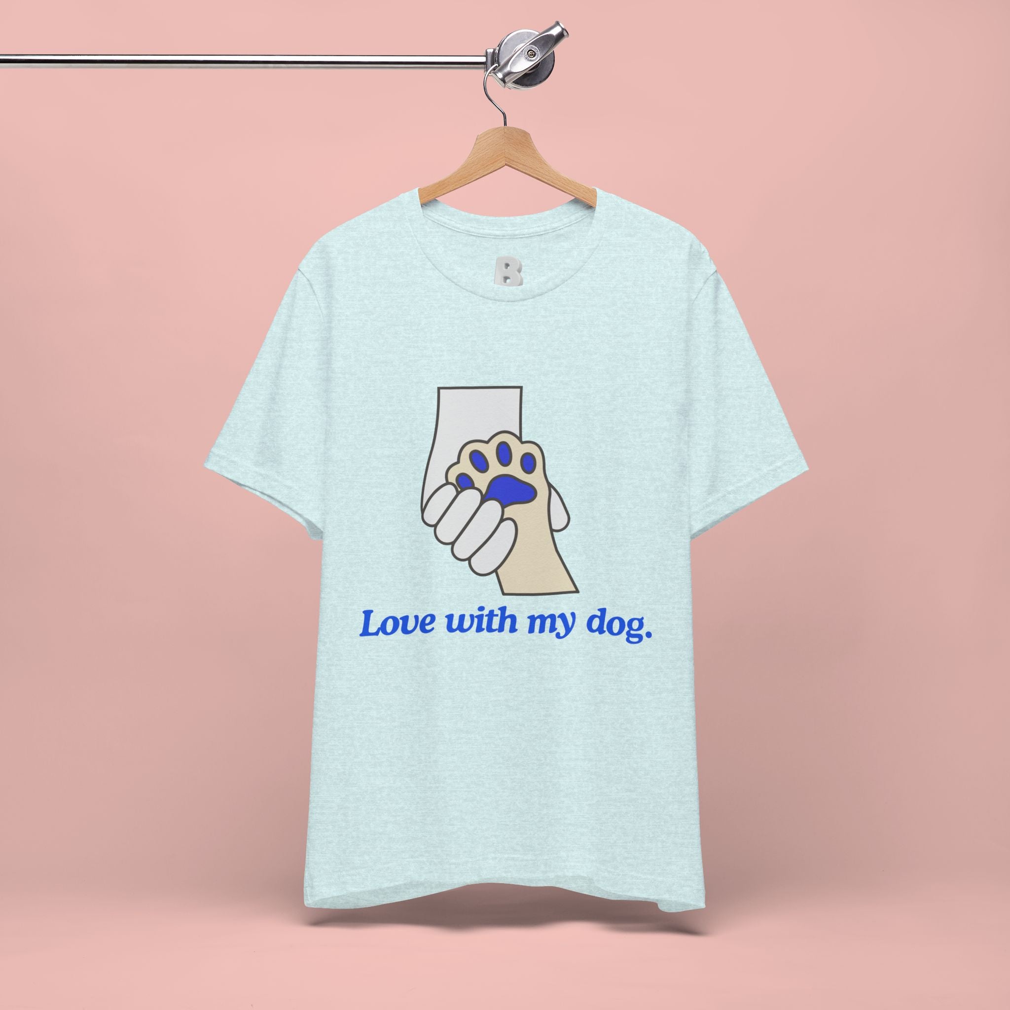 Dog Lover T-Shirt — "Love with my dog." Paw Print Graphic