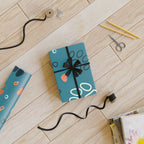 Paw Print Gift Wrapping Paper Roll — Teal Paw Pattern Wrapping Paper for Pet Lovers