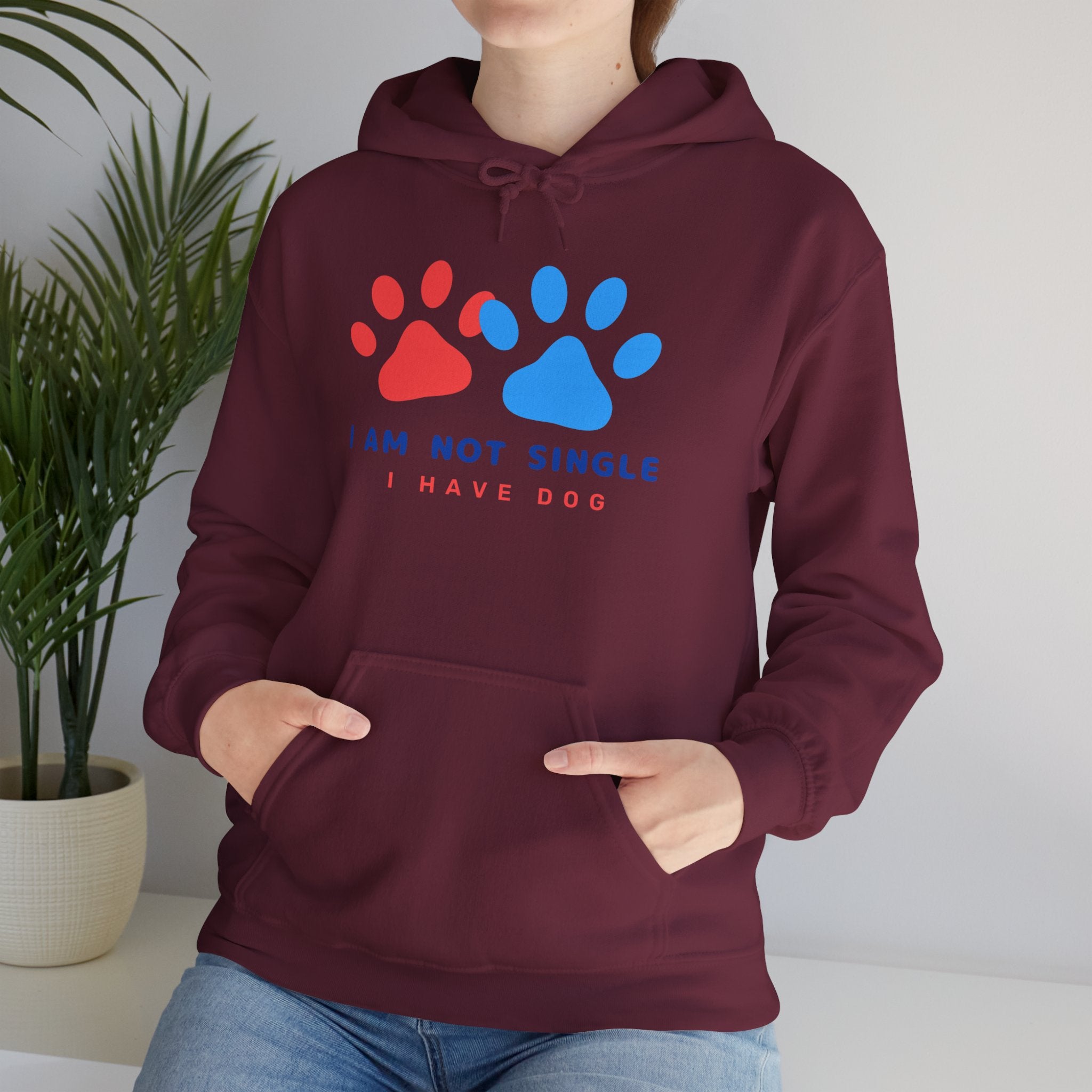 Dog Mom Hoodie – “I Am Not Single I Have Dog” Paw Print Hoodie