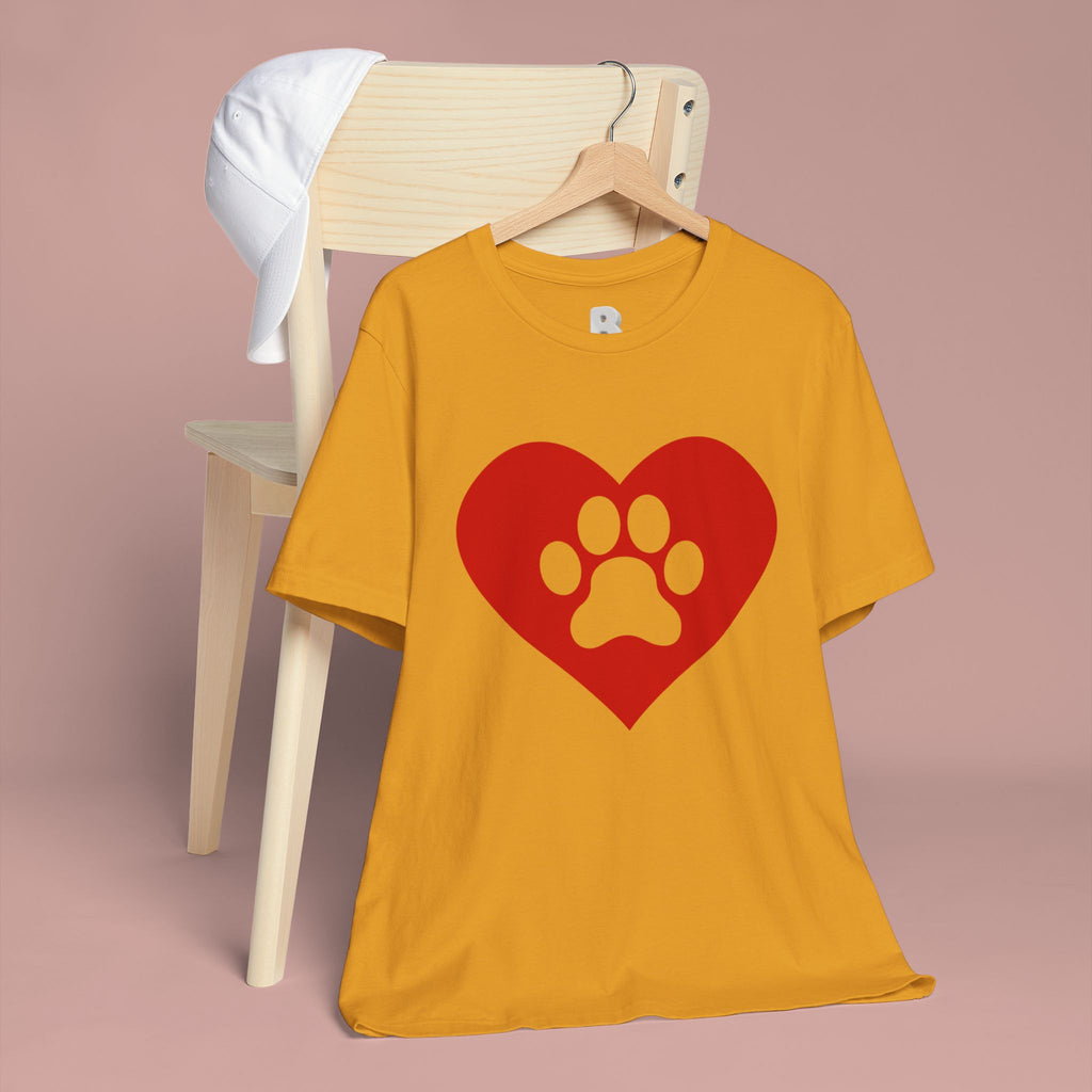 Pet Lover T-Shirt — Red Heart Paw Print Tee