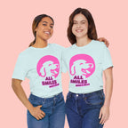 All Smiles Mom's Rules T-Shirt — Cute Pink Dog Graphic Tee for Moms & Pet Lovers