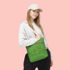 Dog Mom Tote Bag — Green All-Over-Print Cute Line-Drawing Dogs