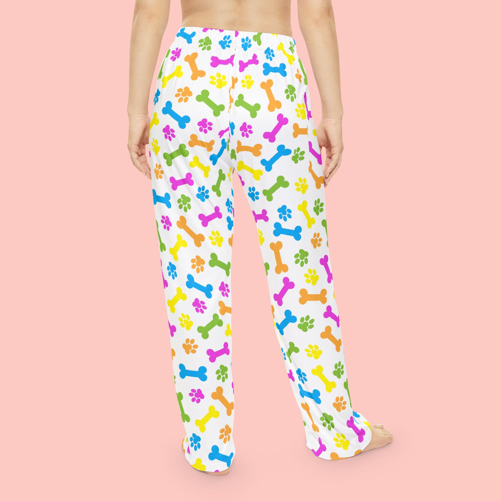 Women's Pajama Pants — Colorful Dog Bones & Paw Print Sleepwear