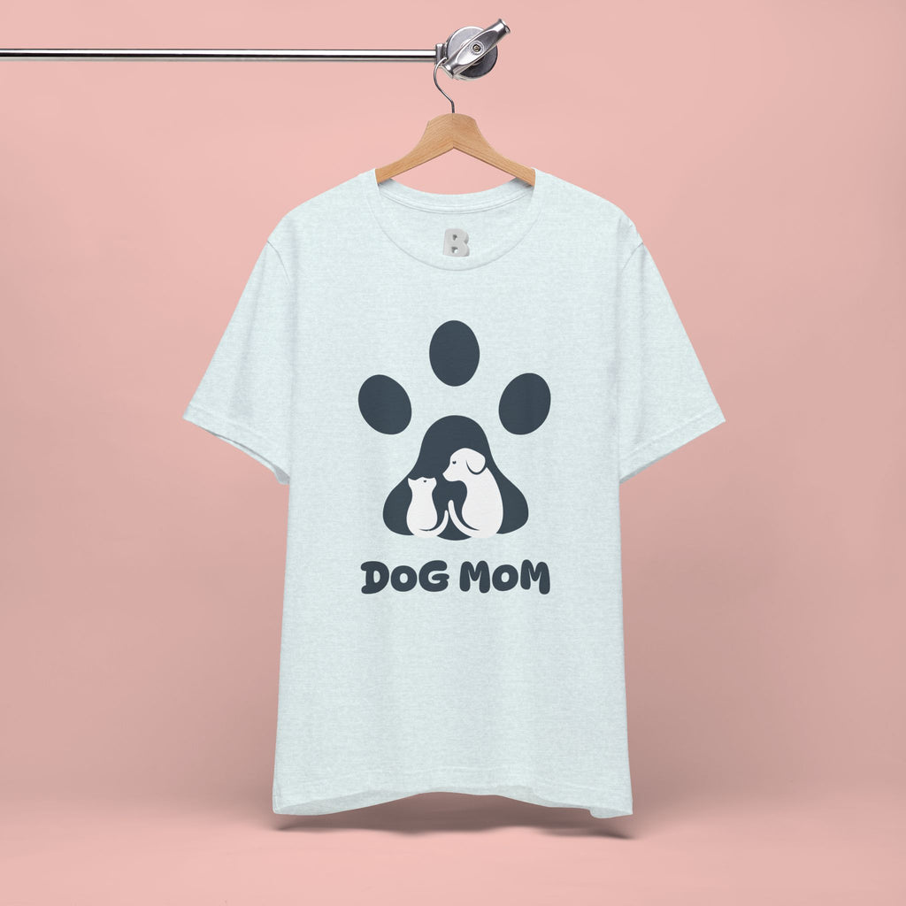 Dog Mom T‑Shirt — Paw Print with Dog & Puppy Graphic