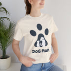 Dog Mom T‑Shirt — Paw Print with Dog & Puppy Graphic