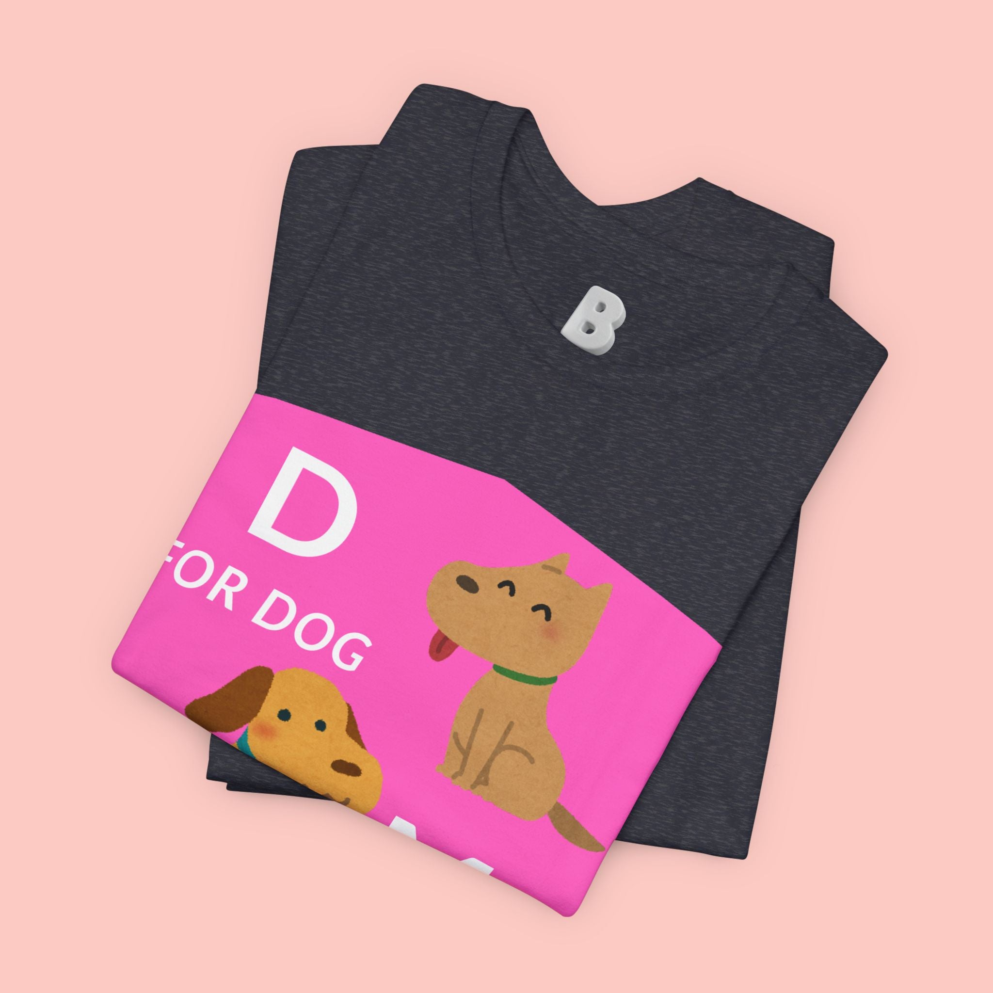 Dog Mom T-Shirt — Cute Pink "D for Dog, M for Mom" Graphic Tee