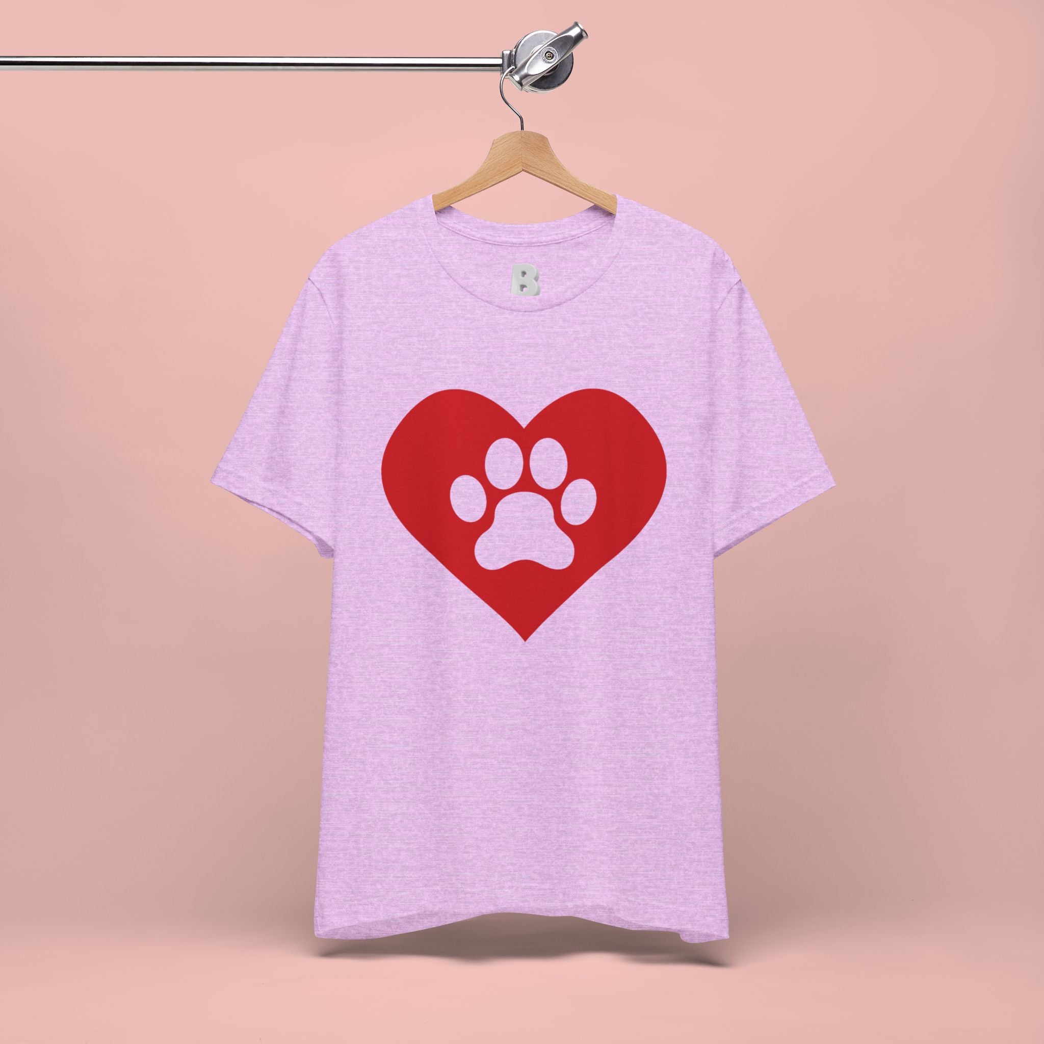 Pet Lover T-Shirt — Red Heart Paw Print Tee