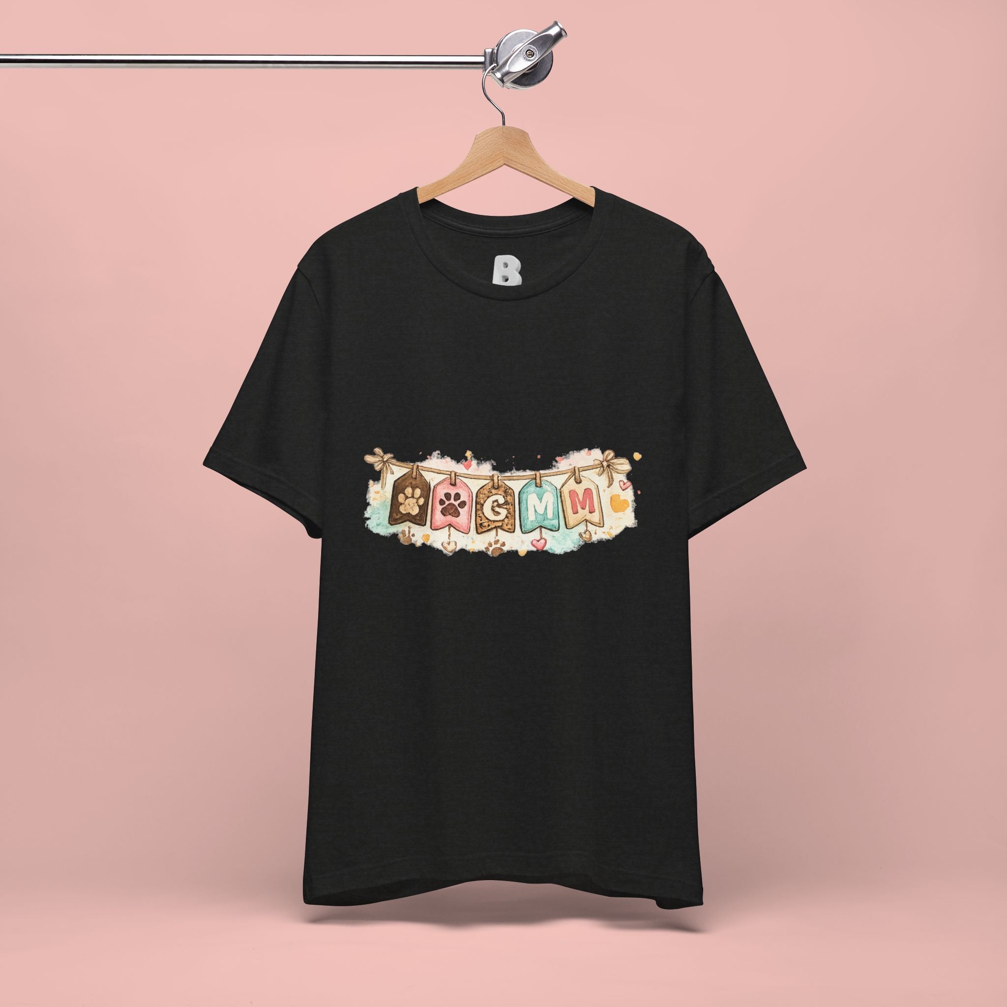 Pet Mom Banner Tee — Cute Paw Print "MOM" Graphic T-Shirt