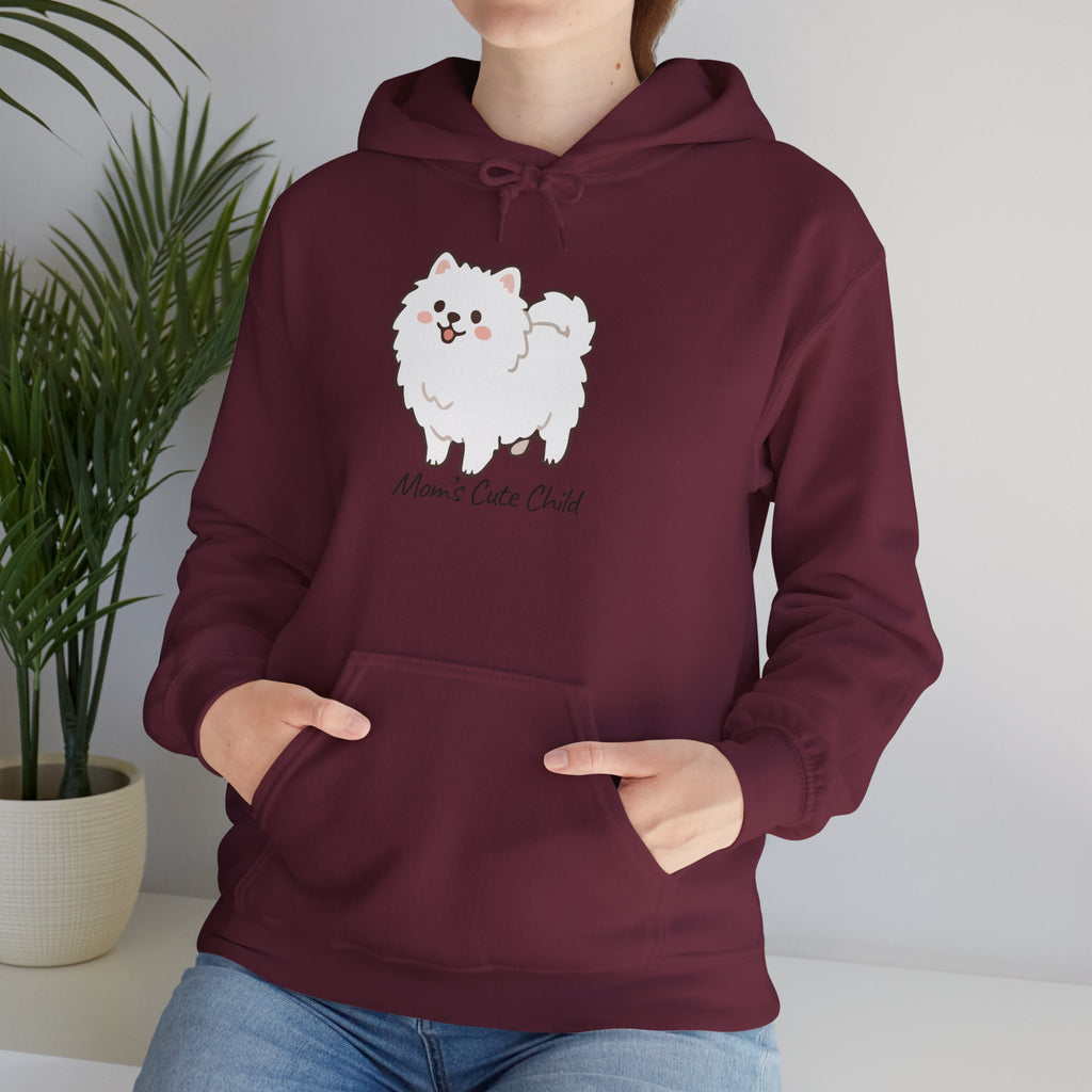Pomeranian 'Mom's Little Child' Hoodie – Cute White Dog Graphic Pullover
