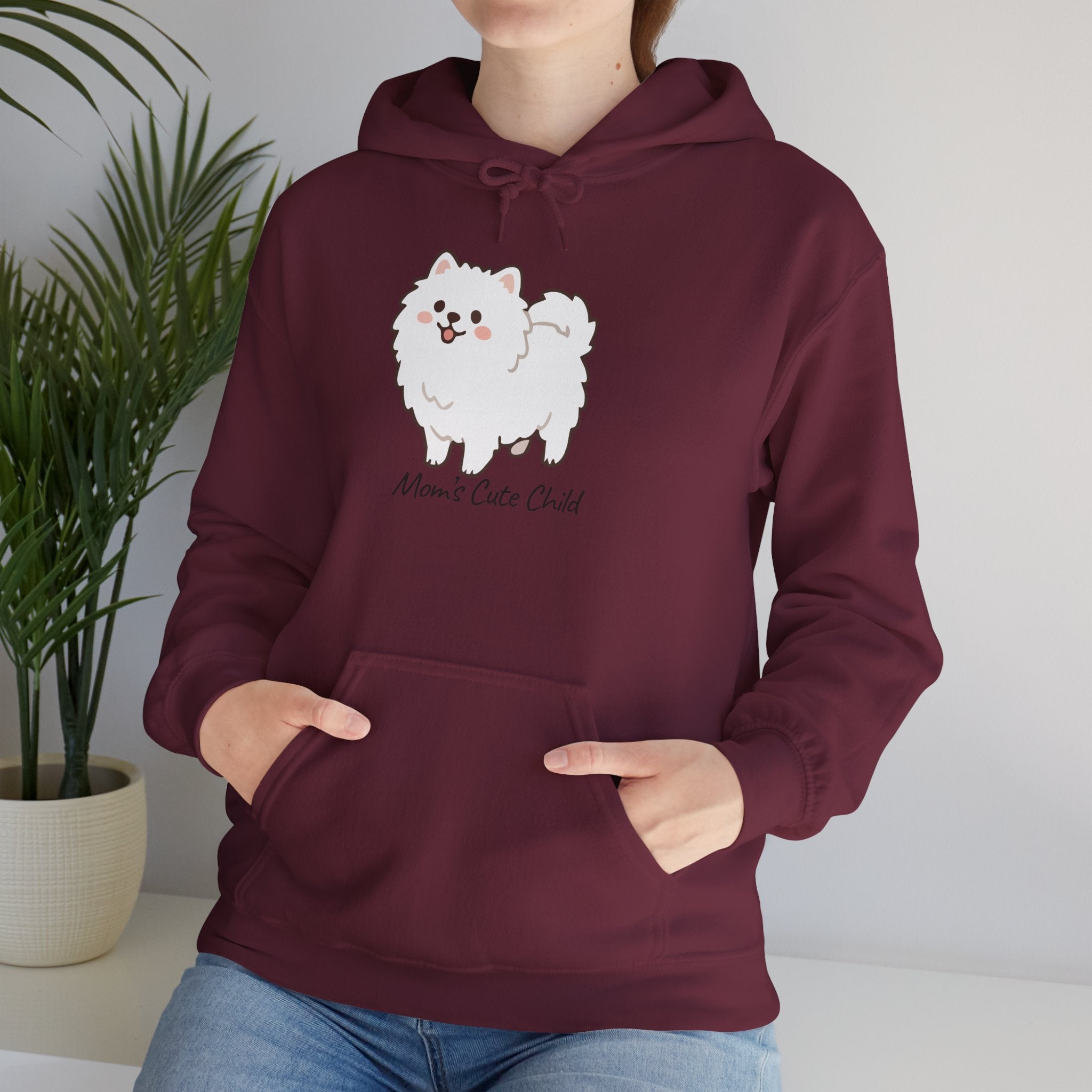 Pomeranian 'Mom's Little Child' Hoodie – Cute White Dog Graphic Pullover
