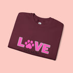 Dog Mom Love Crewneck Sweatshirt — Pink Paw Graphic