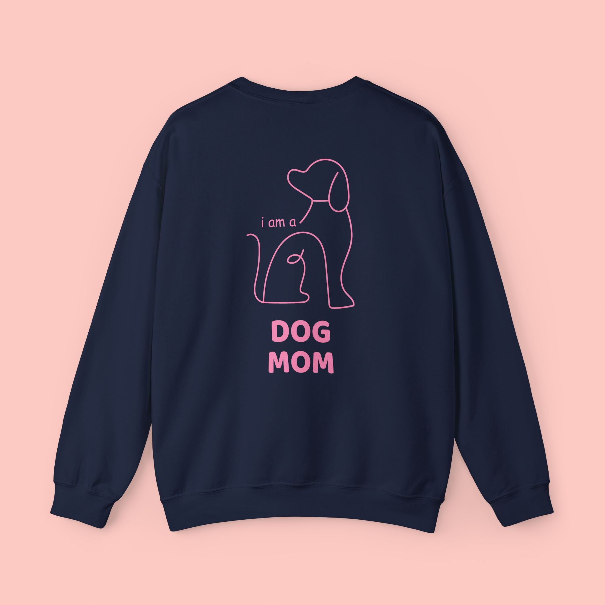 Dog Mom Crewneck Sweatshirt — Pink Minimalist Dog Outline