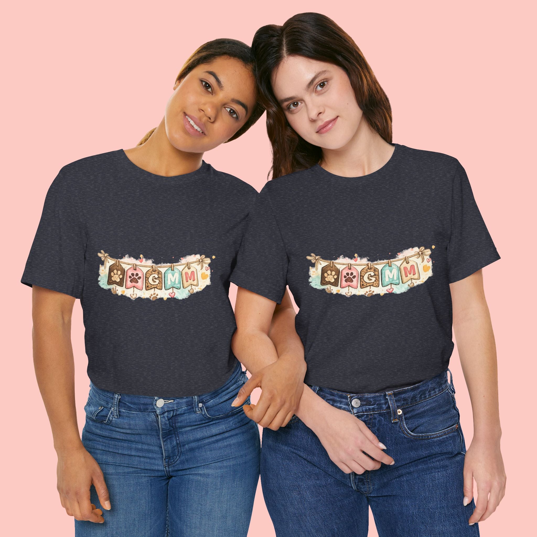 Pet Mom Banner Tee — Cute Paw Print "MOM" Graphic T-Shirt