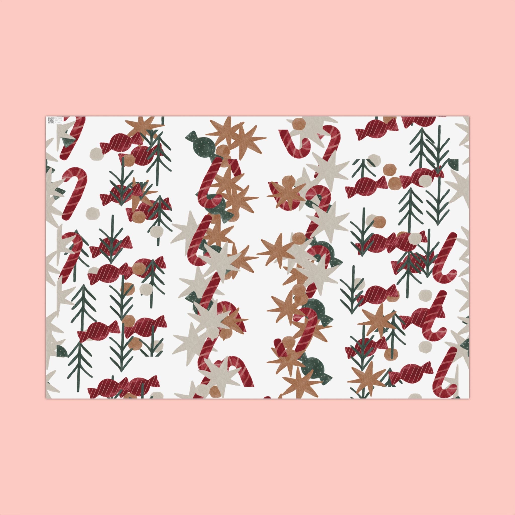 Holiday Candy Cane Gift Wrap Paper