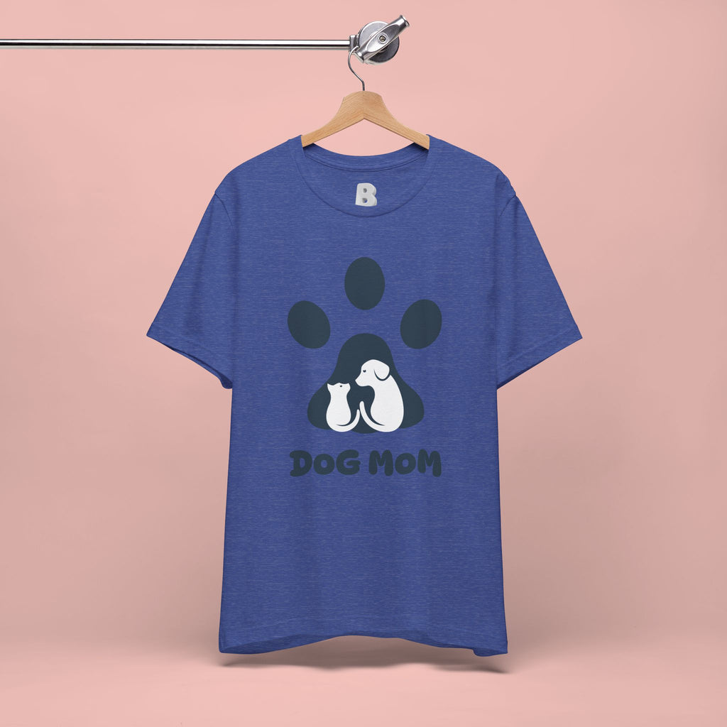 Dog Mom T‑Shirt — Paw Print with Dog & Puppy Graphic