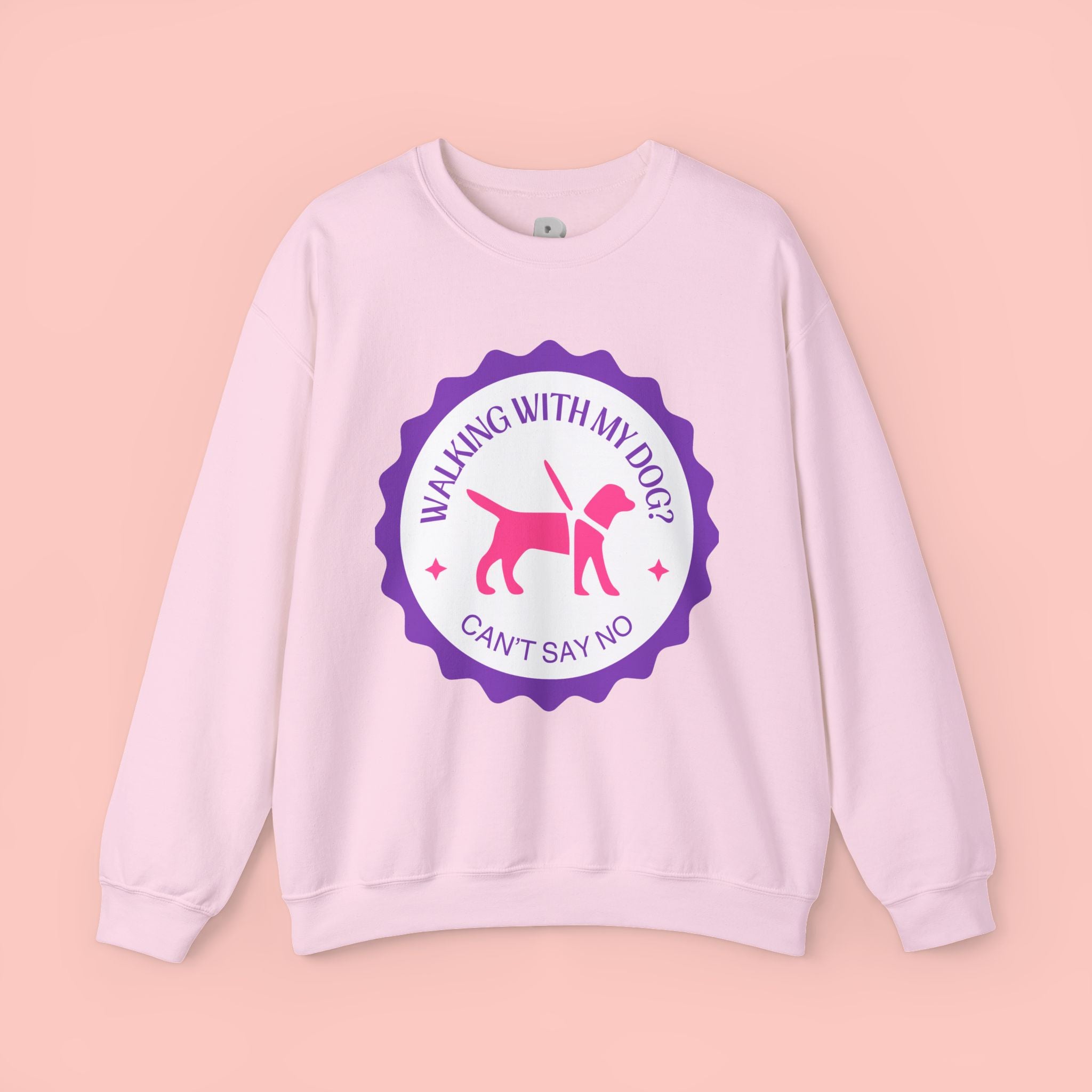 Dog Walking Sweatshirt — "Walking With My Dog Can't Say No" Graphic Crewneck
